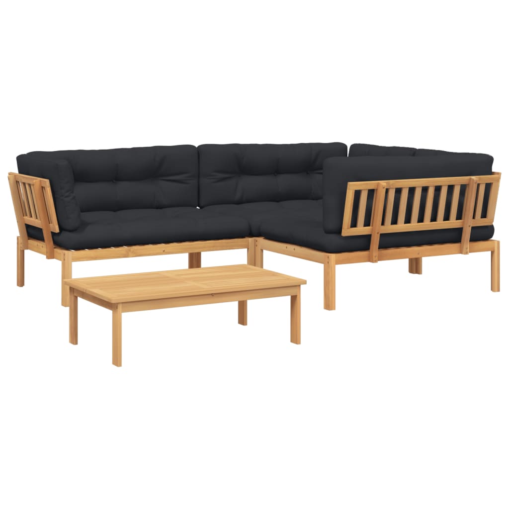 Set Canapele De Grădină Cu Perne Din Paleți 4 Piese Lemn Acacia