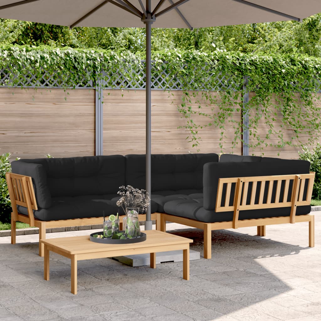 Set Canapele De Grădină Cu Perne Din Paleți 4 Piese Lemn Acacia