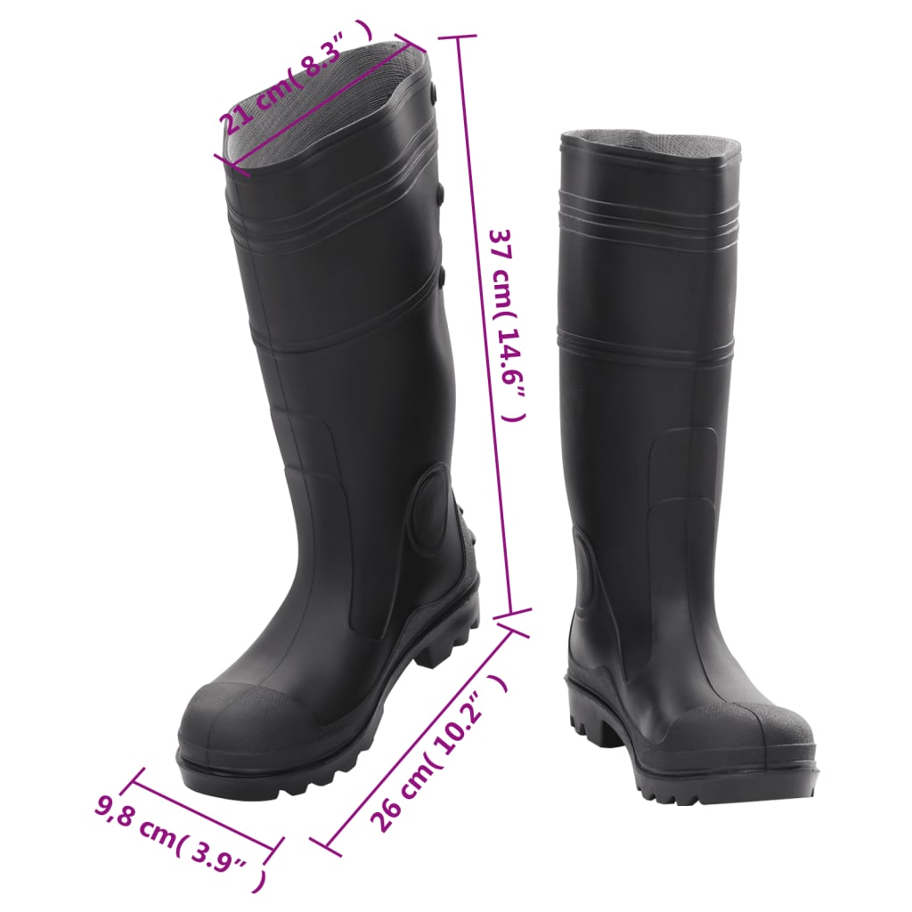 Cizme De Ploaie, Negru, Pvc, Mărime 38