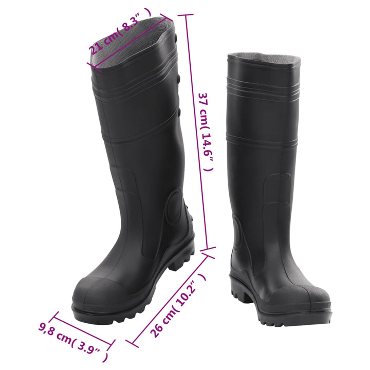 Cizme De Ploaie, Negru, Pvc, Mărime 38