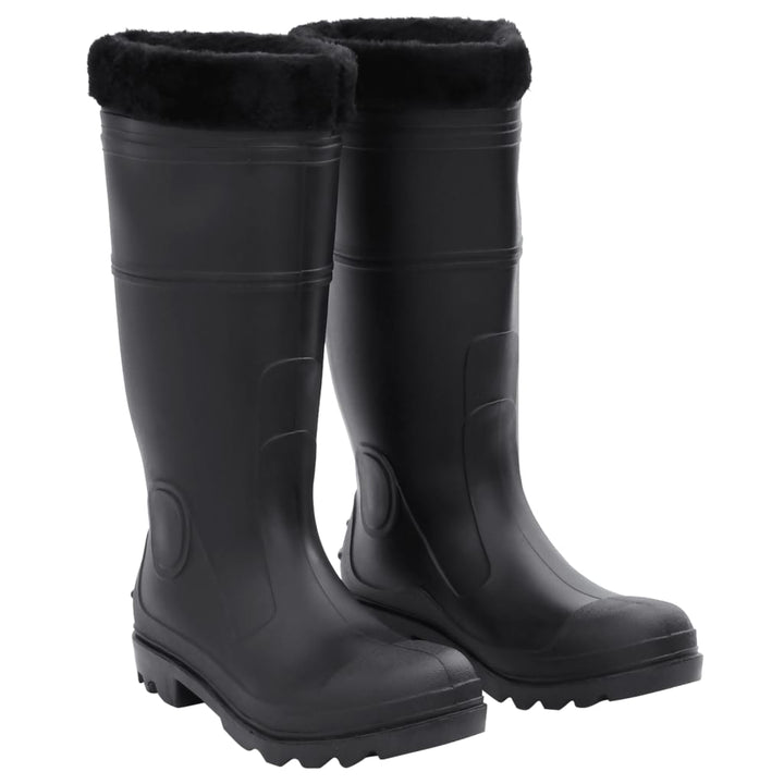 Cizme De Ploaie, Negru, Pvc, Mărime 38