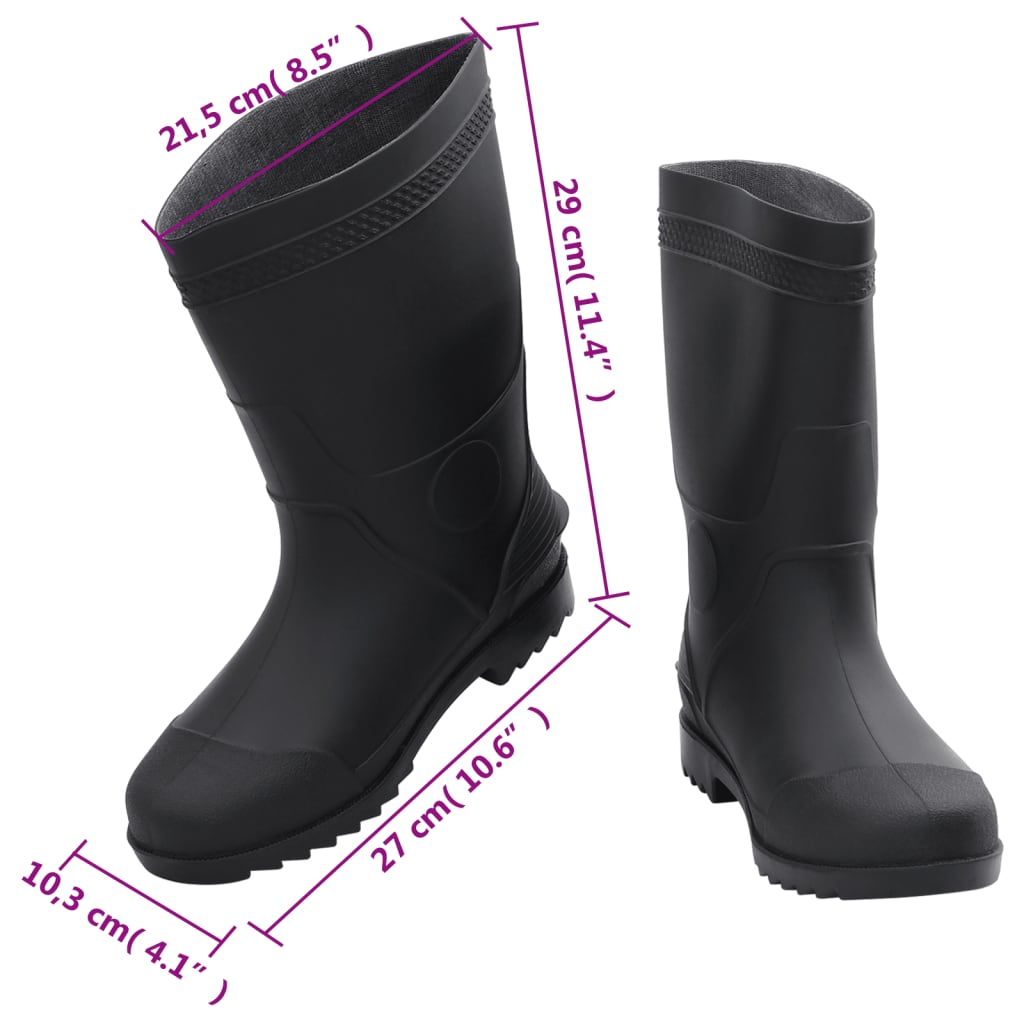 Cizme De Ploaie, Negru, Pvc, Mărime 42