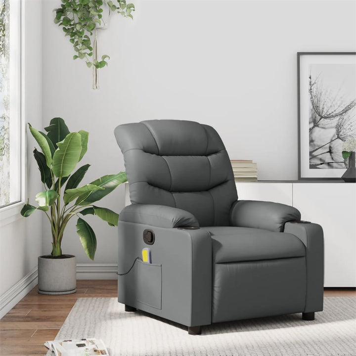Vixl Fotoliu Electric Masaj Rabatabil, , Piele Ecologică