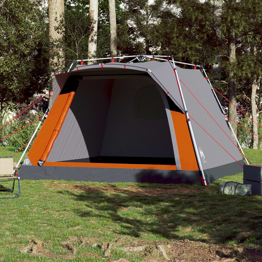 Cort Camping Cabană 4 Persoane Gri/Portocaliu Setare Rapidă