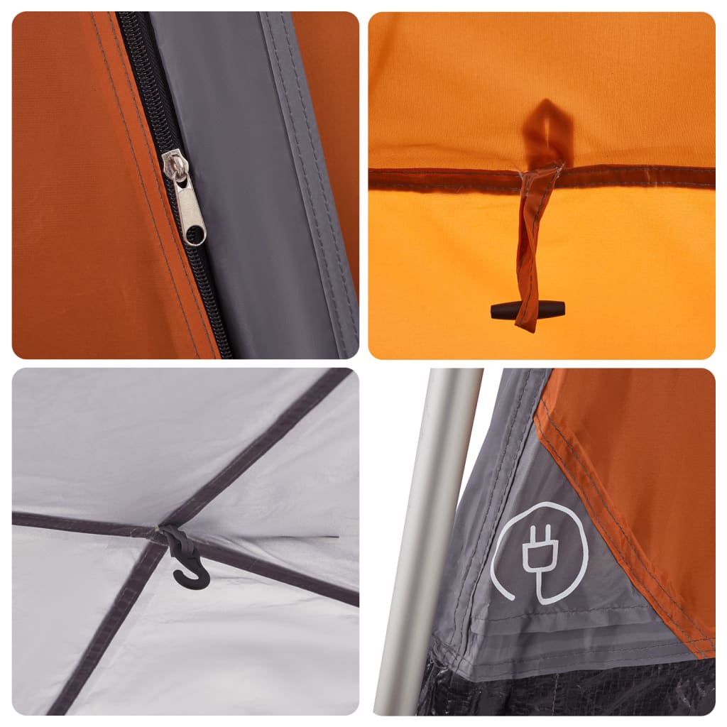 Cort Camping Cabană 4 Persoane Gri/Portocaliu Setare Rapidă