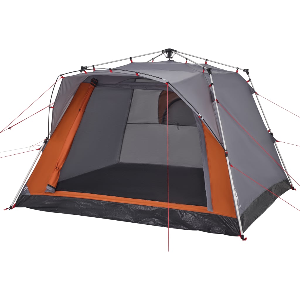Cort Camping Cabană 4 Persoane Gri/Portocaliu Setare Rapidă