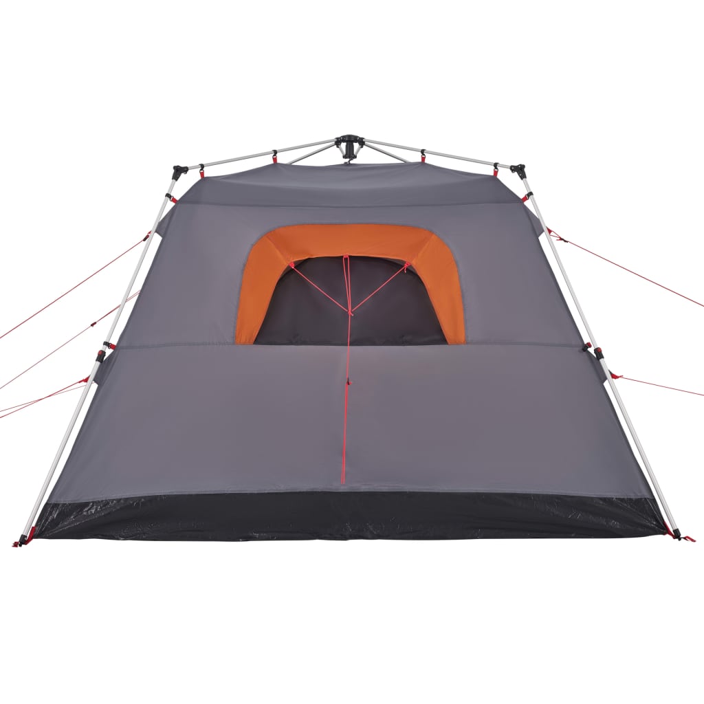 Cort Camping Cabană 4 Persoane Gri/Portocaliu Setare Rapidă