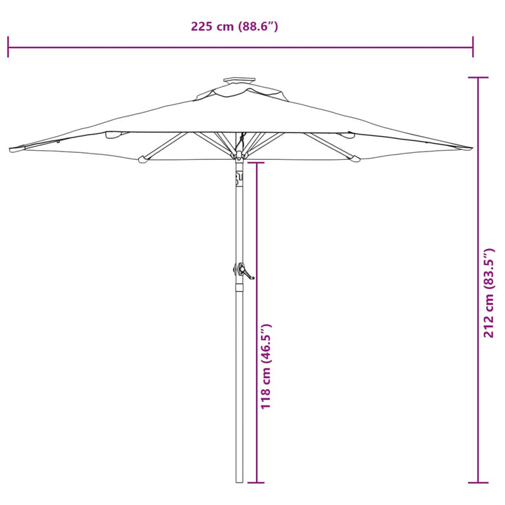 Umbrelă Soare De Grădină Stâlp Din Oțel, , 225X225X212 Cm