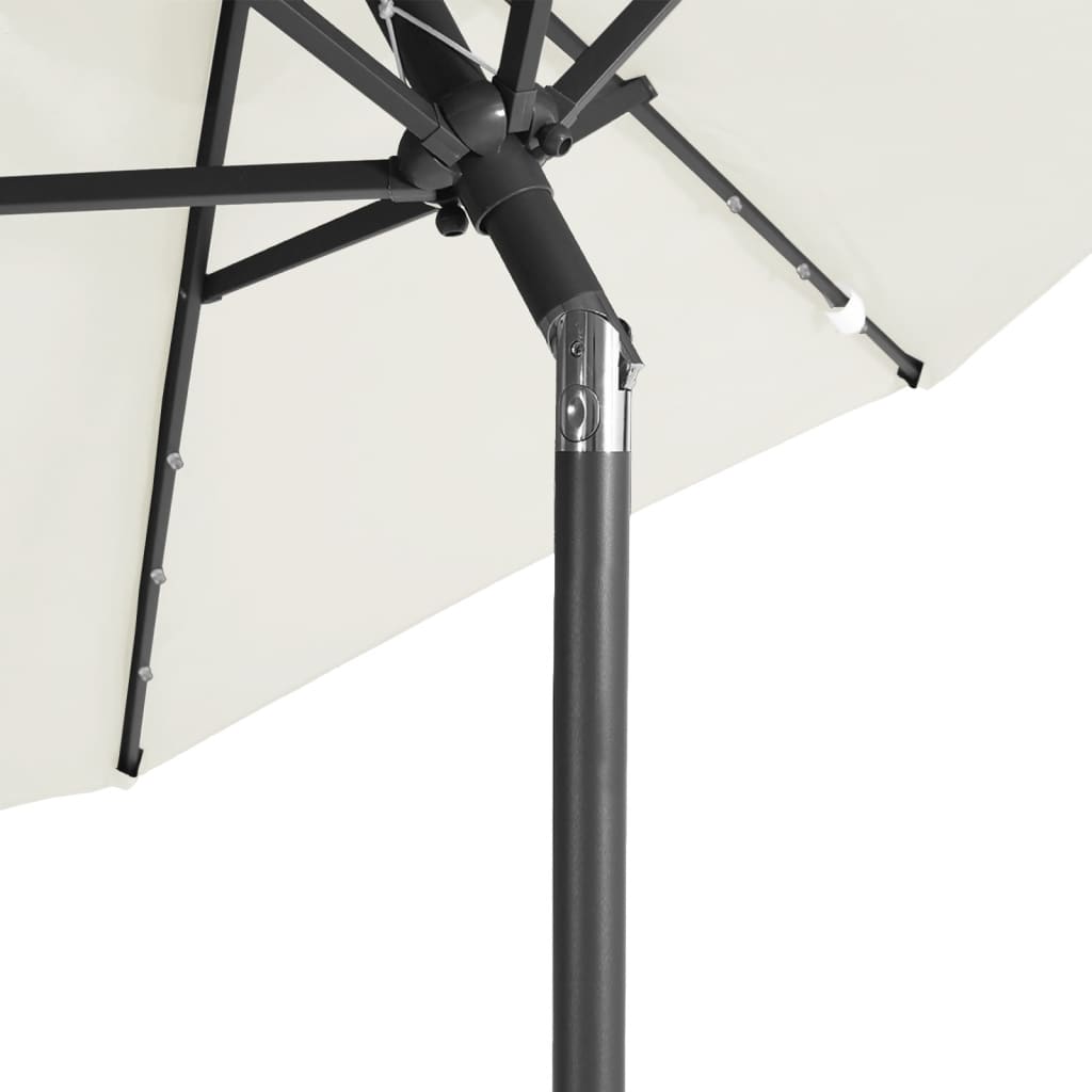 Umbrelă Soare De Grădină Stâlp Din Oțel/Led 225X225X212 Cm
