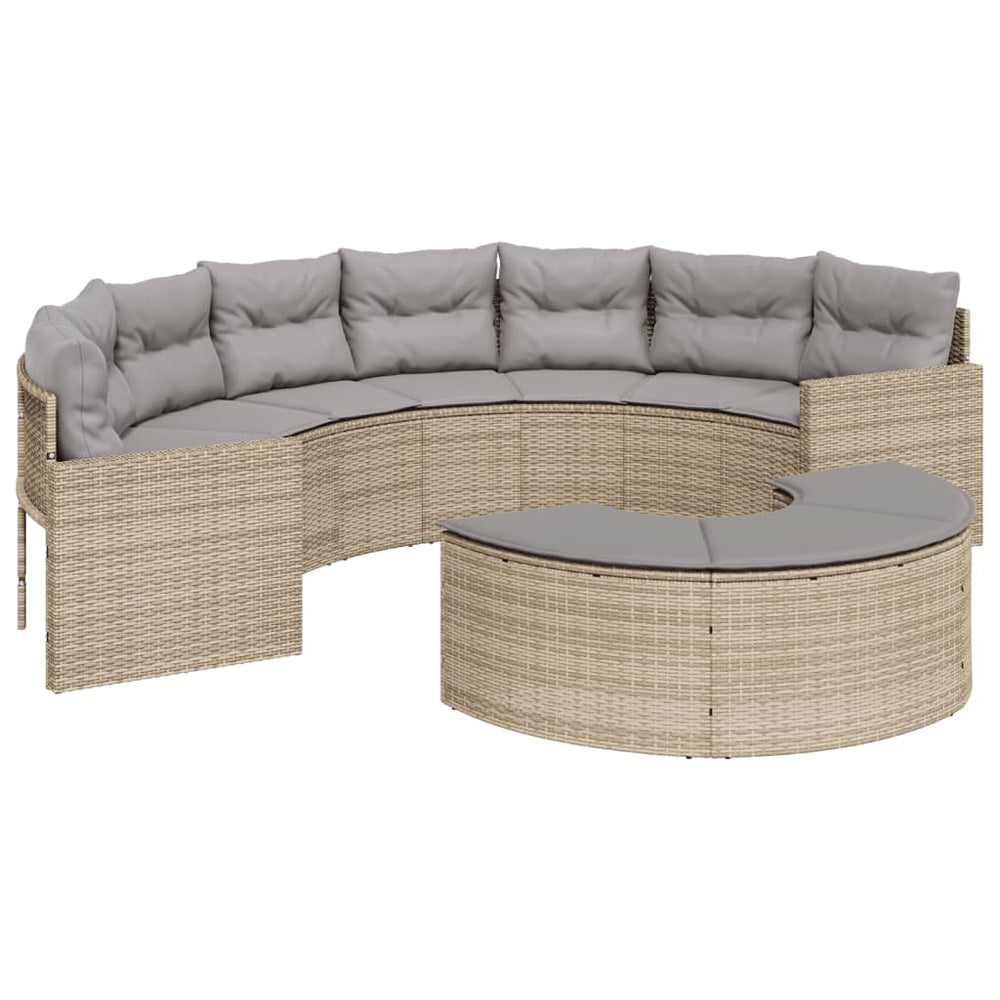 Set Canapea De Grădină, 2 Piese, Semi-Rotunde, , Poliratan