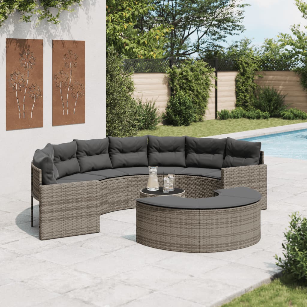 Set Canapea De Grădină, 2 Piese, Semi-Rotunde, , Poliratan