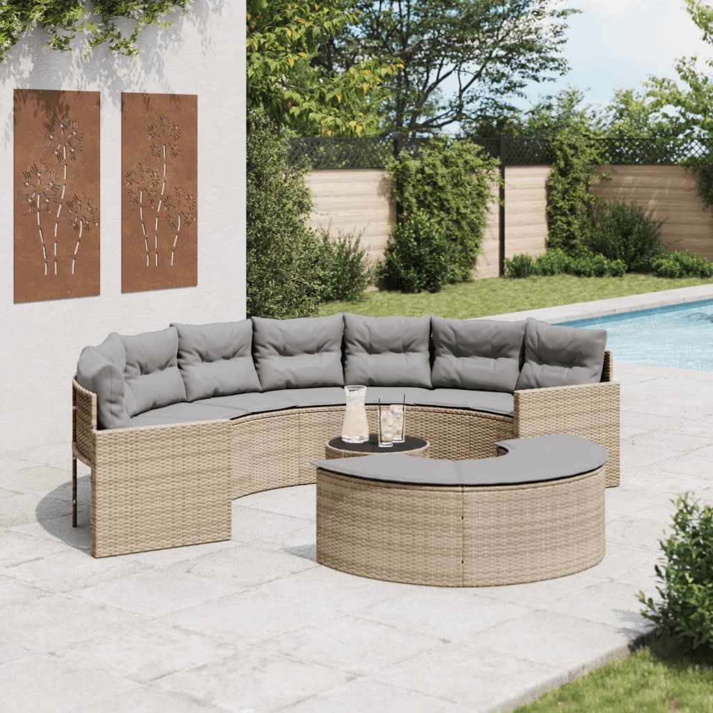 Set Canapea De Grădină, 2 Piese, Semi-Rotunde, , Poliratan