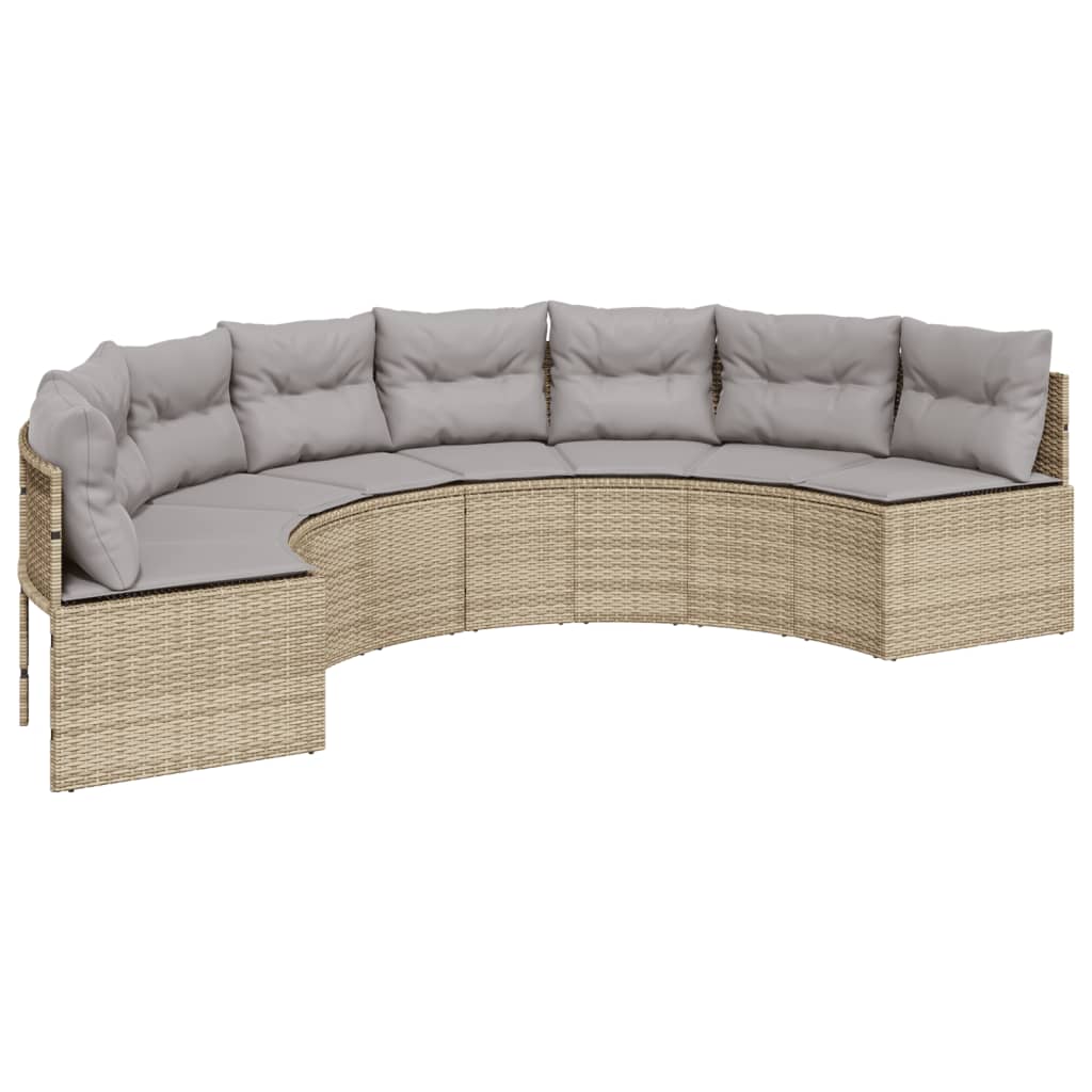 Set Canapea De Grădină, 3 Piese, Semi-Rotunde, , Poliratan