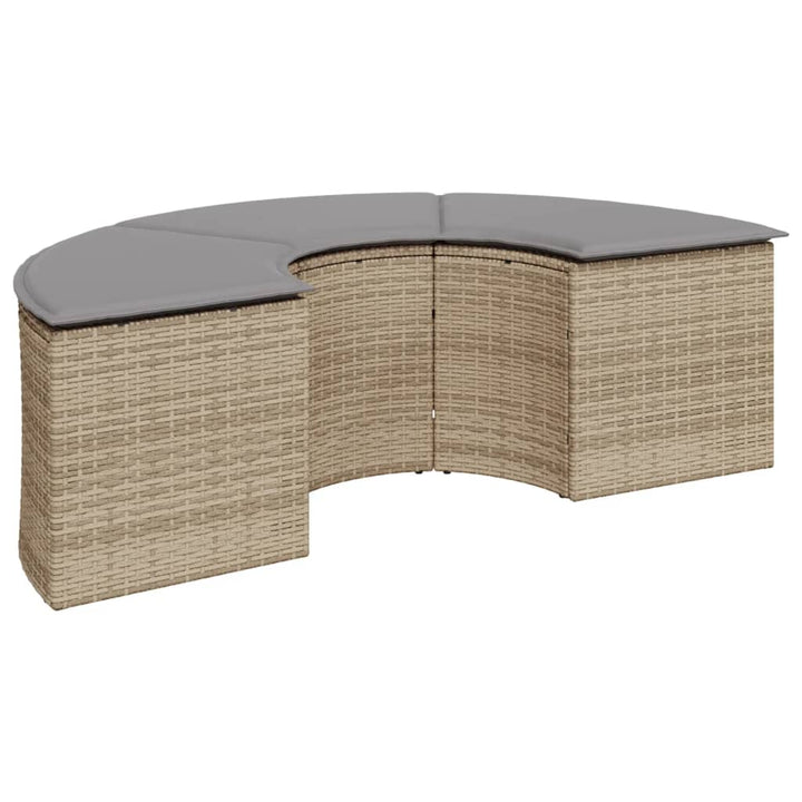 Set Canapea De Grădină, 3 Piese, Semi-Rotunde, , Poliratan