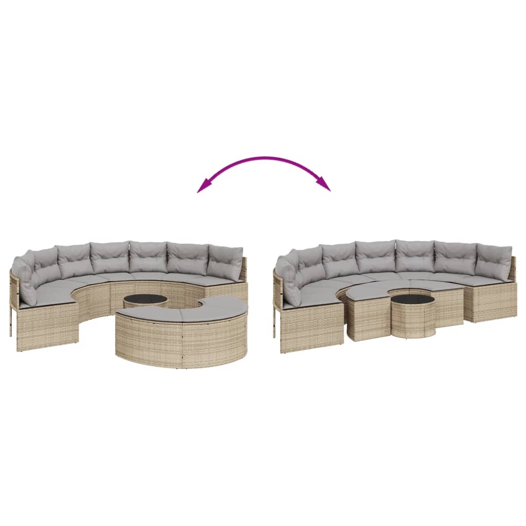 Set Canapea De Grădină, 3 Piese, Semi-Rotunde, , Poliratan