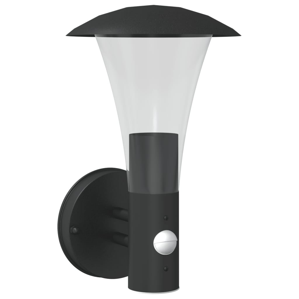 Vixl Lampă Exterioară De Perete Cu Senzor, , Oțel Inoxibil Negru