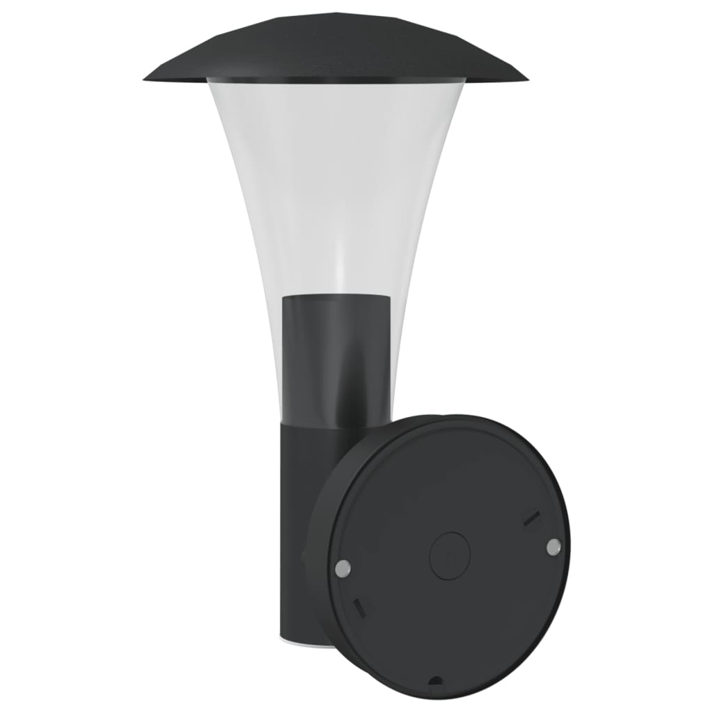 Vixl Lămpi Exterioare De Perete Cu Senzori, 2 Buc., , Oțel Inox Negru