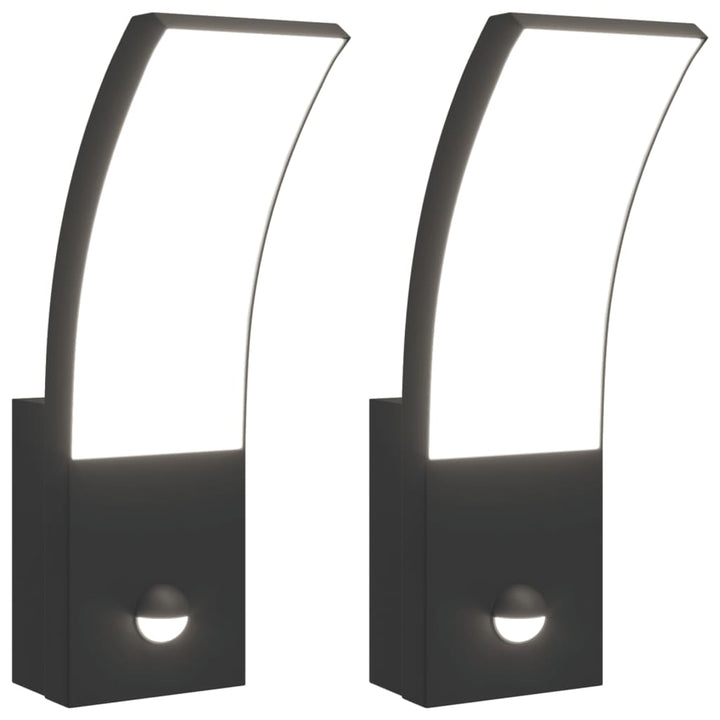 Vixl Lămpi Exterioare De Perete Cu Led/Senzor 2 Buc. Aluminiu Negru