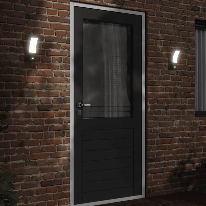 Vixl Lămpi Exterioare De Perete Cu Led/Senzor 2 Buc. Aluminiu Negru