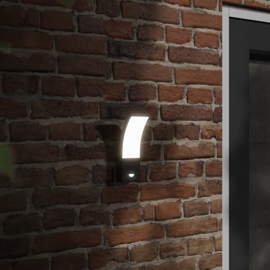 Vixl Lămpi Exterioare De Perete Cu Led/Senzor 2 Buc. Aluminiu Negru