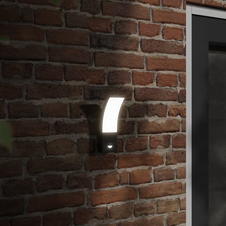 Vixl Lămpi Exterioare De Perete Cu Led/Senzor 2 Buc. Aluminiu Negru