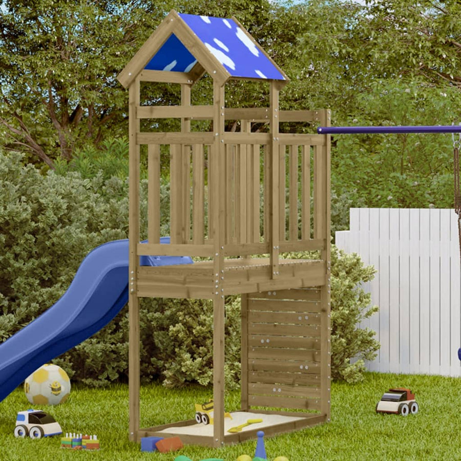 Turn Joacă Cu Perete Cățărare 110,5X52,5X215 Cm Lemn Pin Tratat