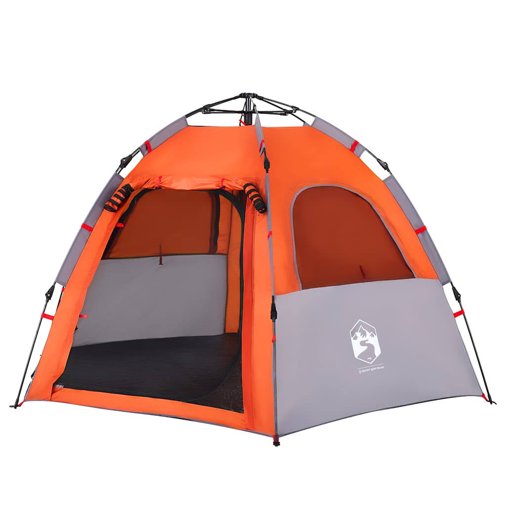 Cort Camping Cabană 4 Persoane Gri/Portocaliu Setare Rapidă