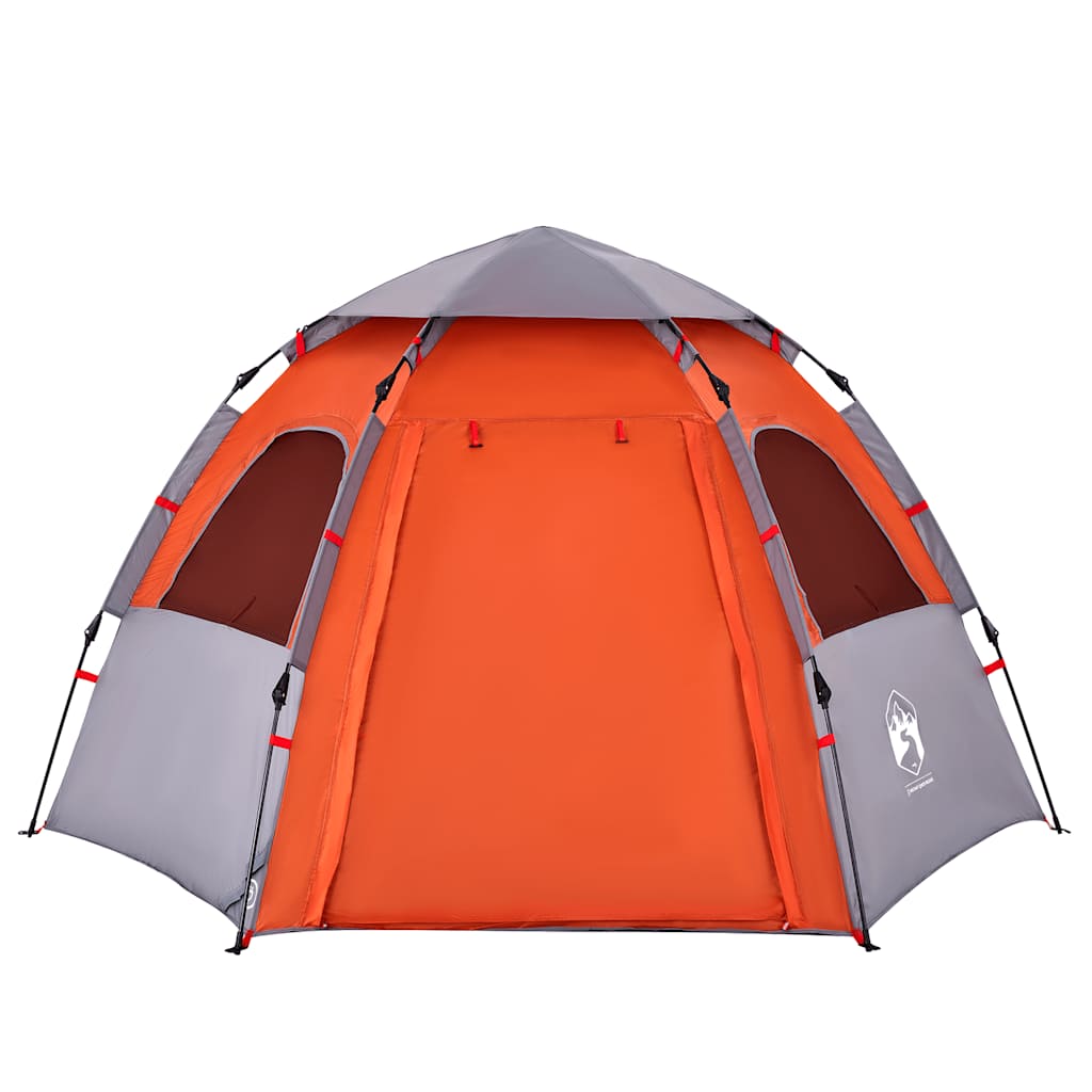 Cort Camping Cabană 4 Persoane Gri/Portocaliu Setare Rapidă