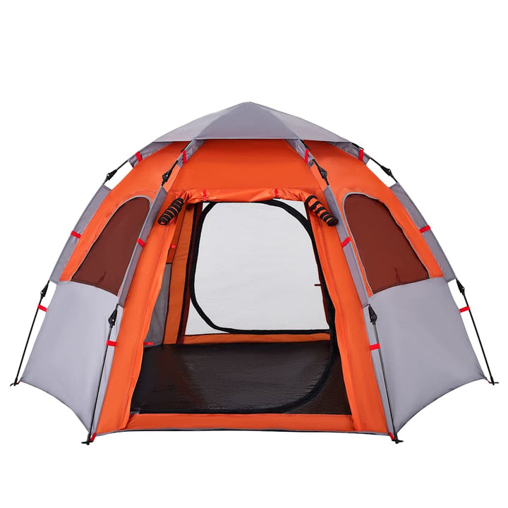 Cort Camping Cabană 4 Persoane Gri/Portocaliu Setare Rapidă