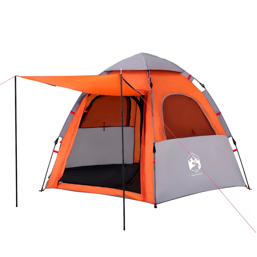 Cort Camping Cabană 4 Persoane Gri/Portocaliu Setare Rapidă