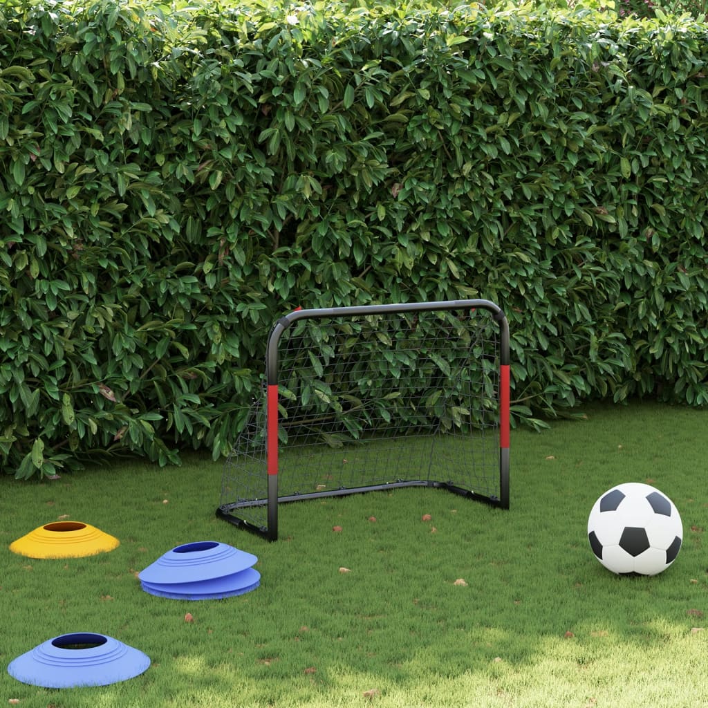 Poartă De Fotbal Cu Plasă, Roșu Și Negru, 90X48X71 Cm, Oțel
