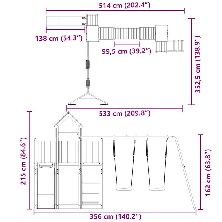 Set De Joacă Pentru Exterior, Lemn De Pin Impregnat