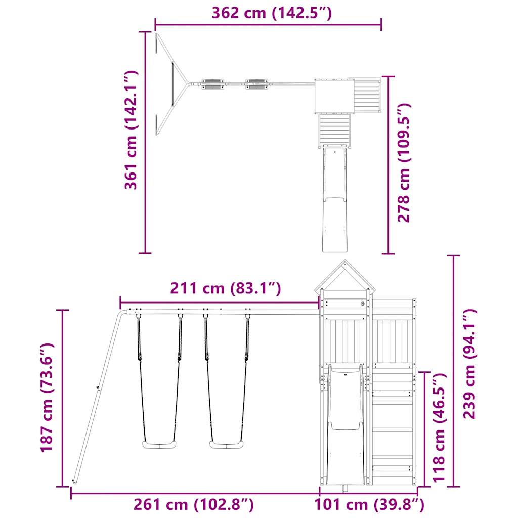 Set De Joacă Pentru Exterior, Lemn De Pin Impregnat
