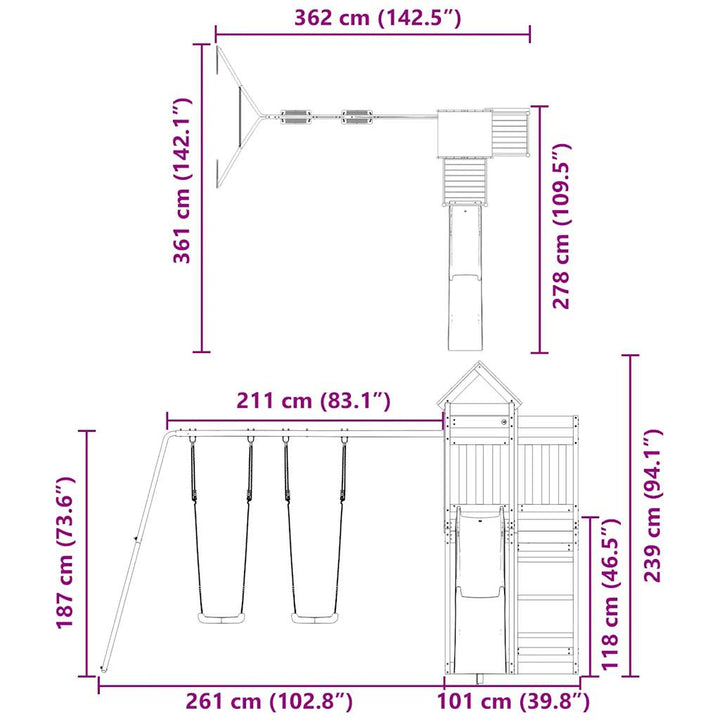 Set De Joacă Pentru Exterior, Lemn De Pin Impregnat