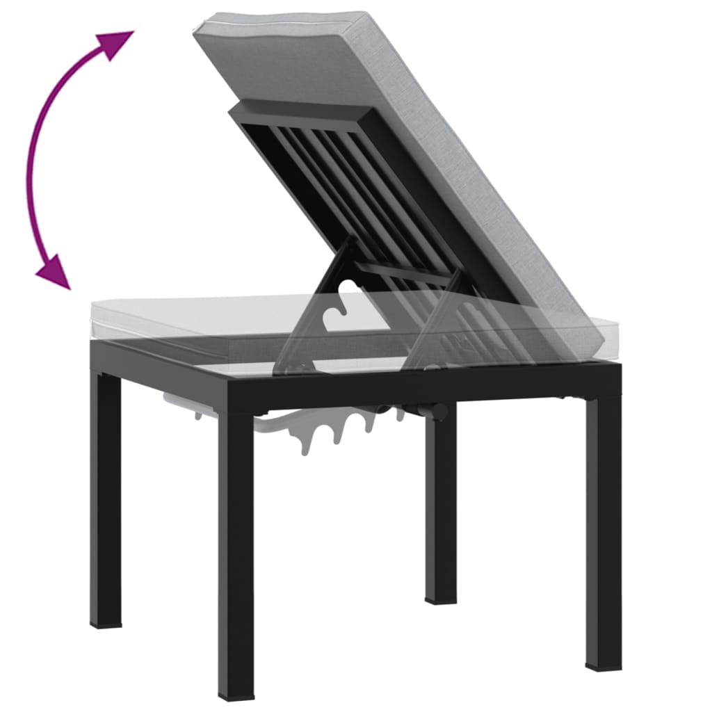 Scaun De Grădină Cu Pernă, Negru, Oțel Vopsit Electrostatic