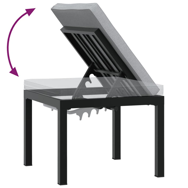 Scaun De Grădină Cu Pernă, Negru, Oțel Vopsit Electrostatic