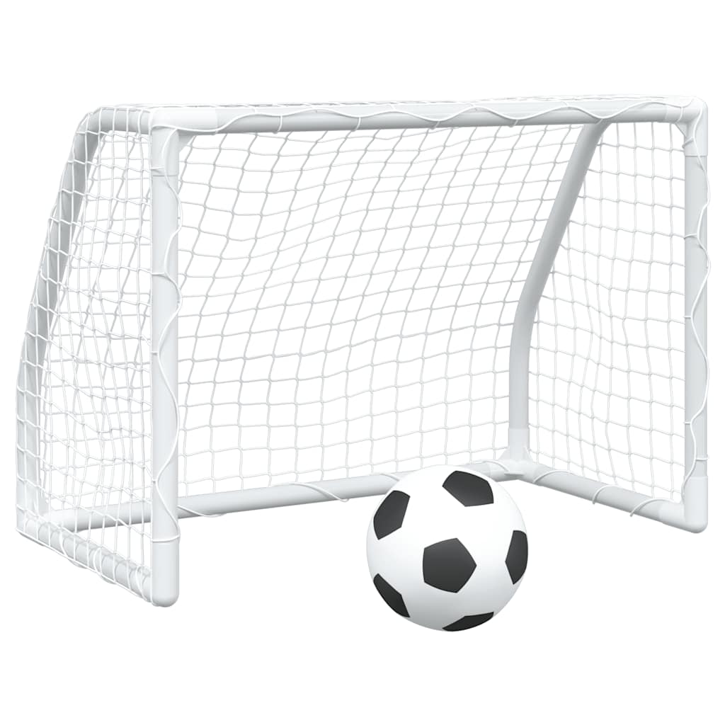 Porți De Fotbal De Copii 2 Buc., Cu Minge Alb 64X35X48 Cm Metal