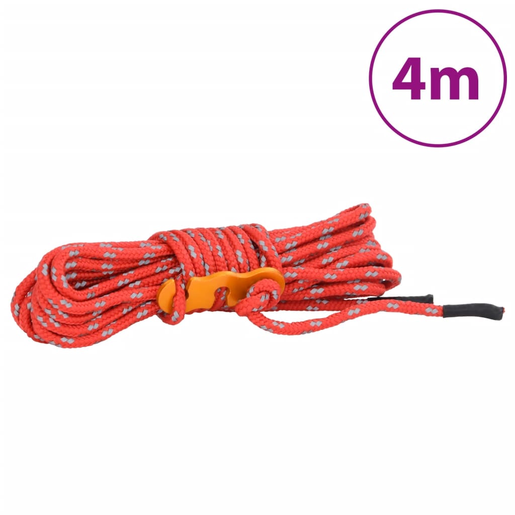 Funie Pentru Cort Cu Chei Reflectorizante, 8 Buc., 4 M, 4 Mm