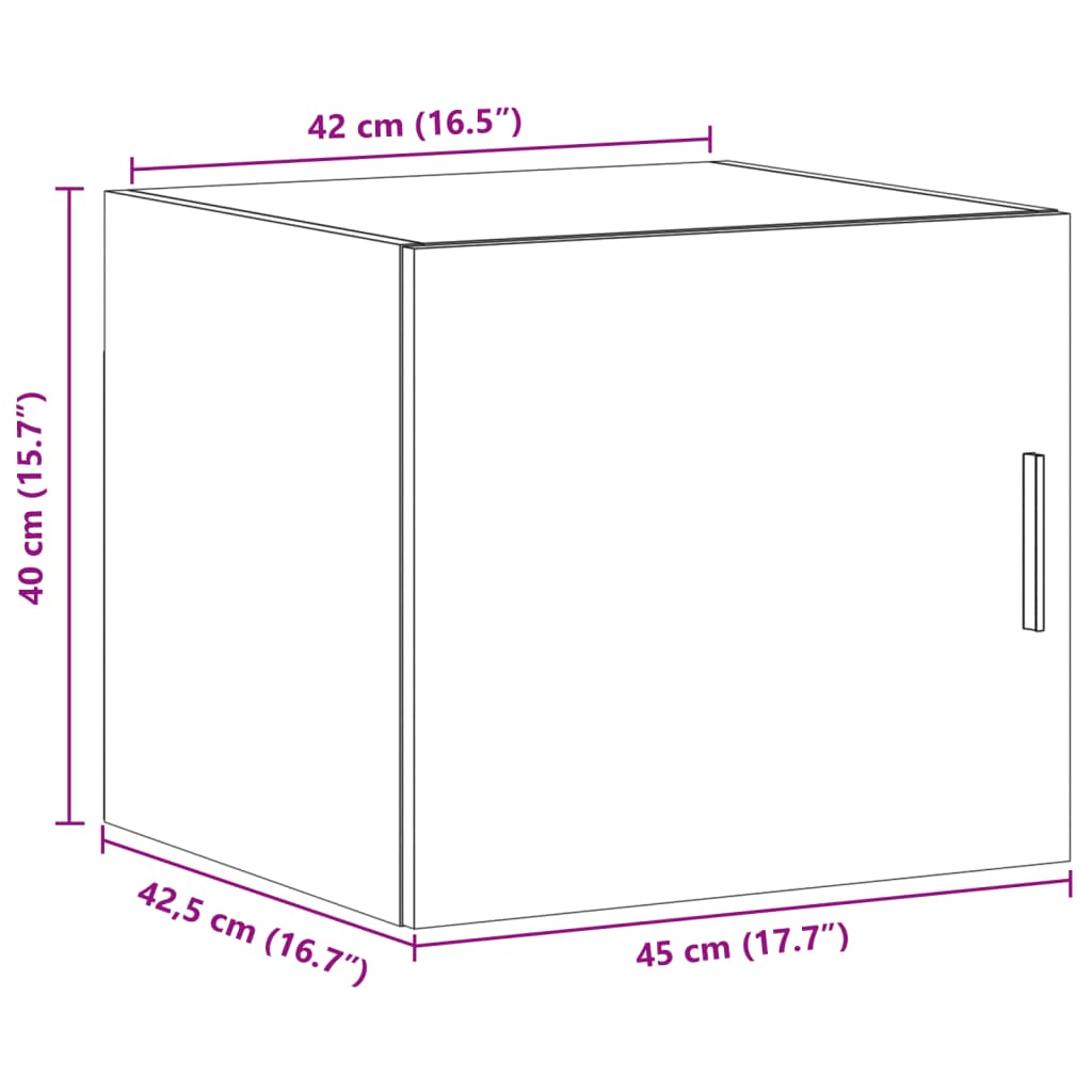 Dulap De Perete, Gri Sonoma, 45X42,5X40 Cm, Lemn Prelucrat
