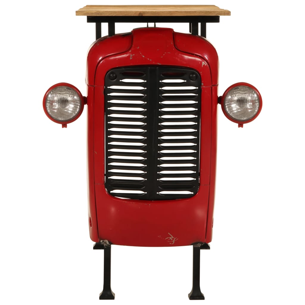 Masă Bar Stil Tractor Roșu/Maro Lemn Masiv Mango