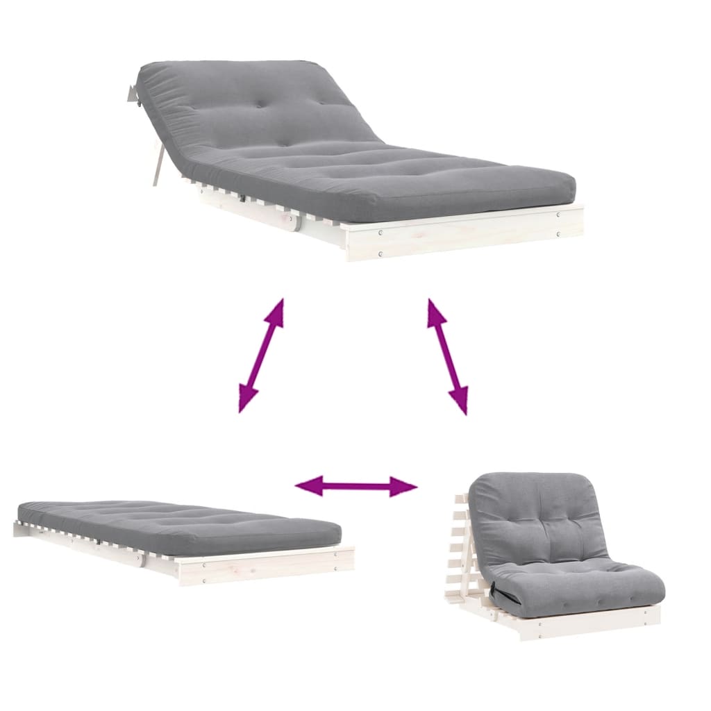 Canapea Futon Cu Saltea, , , Lemn Masiv De Pin
