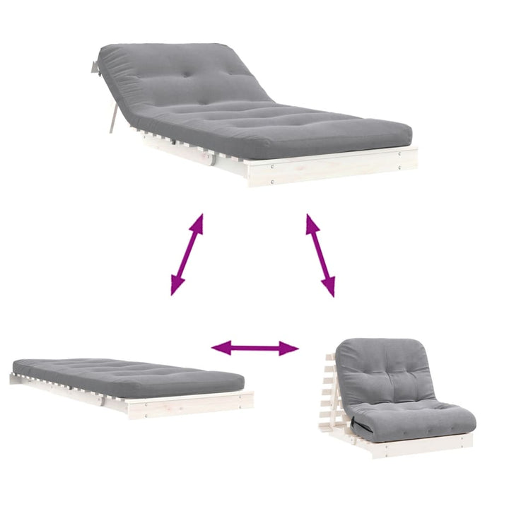 Canapea Futon Cu Saltea, , , Lemn Masiv De Pin