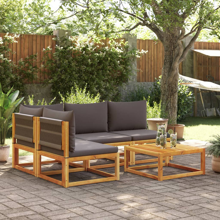 Set De Canapele Grădină Cu Perne, 6 Piese, Lemn Masiv Acacia