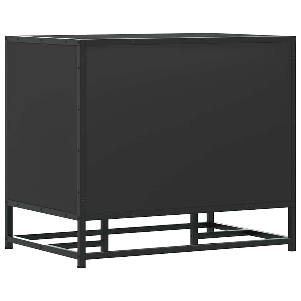 Bancă De Pantofi Neagră 60X40X53,5 Cm Lemn Și Metal Prelucrat