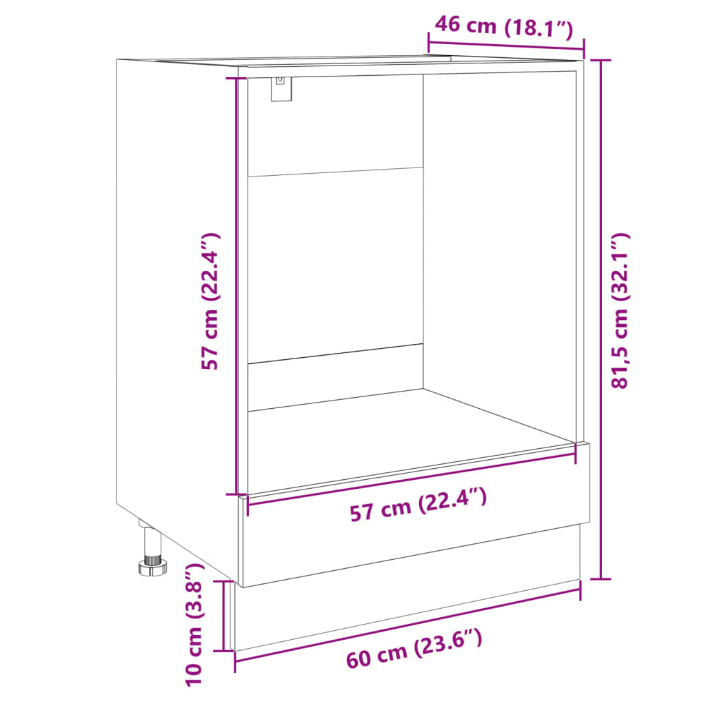 Dulap Pentru Cuptor, Stejar Sonoma, 60 X 46 X 81,5 Cm, Pal