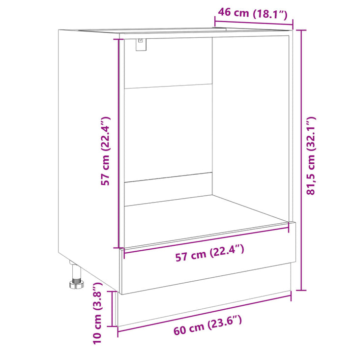 Dulap Pentru Cuptor, Stejar Sonoma, 60 X 46 X 81,5 Cm, Pal