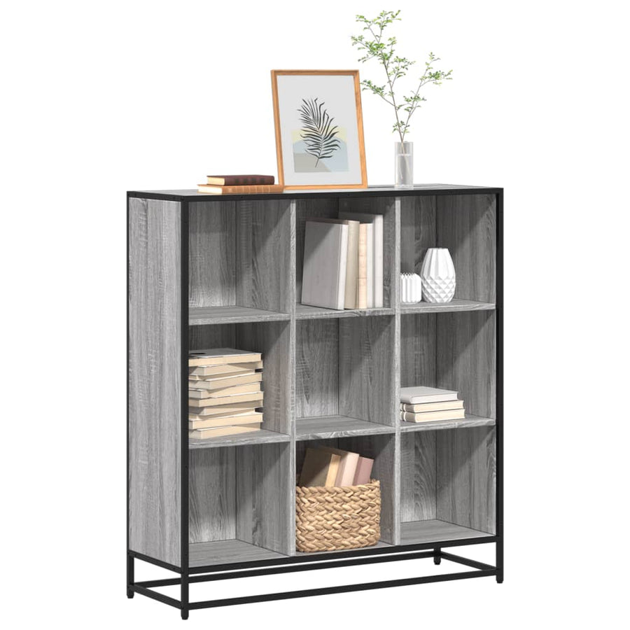 Bibliotecă, Gri Sonoma, 97,5X33X107,5 Cm, Lemn Prelucrat/Metal