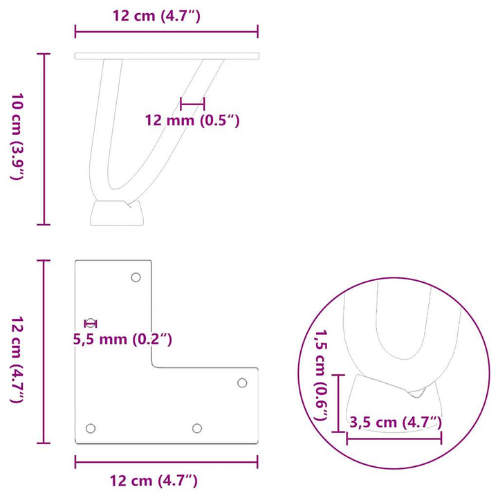 Picioare Tip Agrafă Pentru Măsuță De Cafea, 4 Buc., , , Oțel Masiv