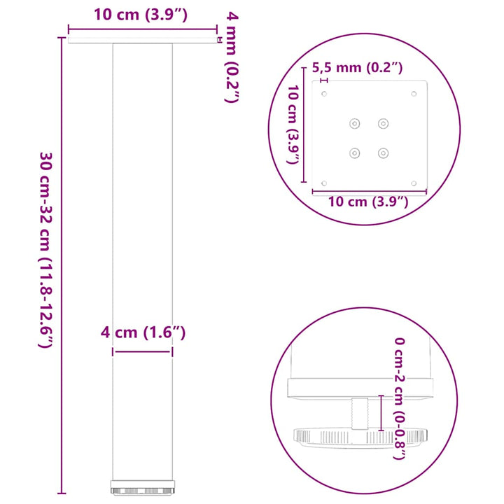 Picioare Pentru Măsuță De Cafea, 4 Buc., , 30-32 Cm, Oțel