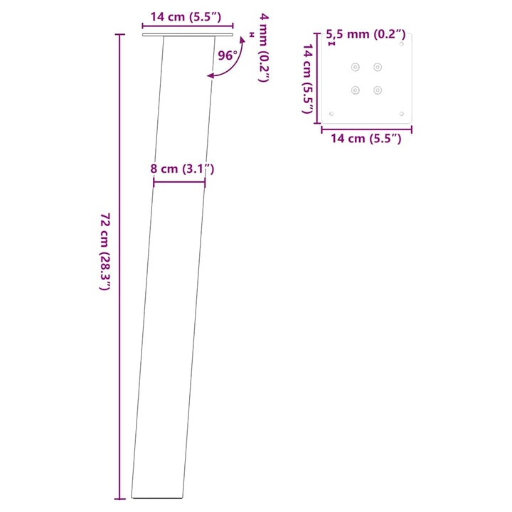 Picioare Masă Consolă, , 4 Buc., 72 Cm, Oțel